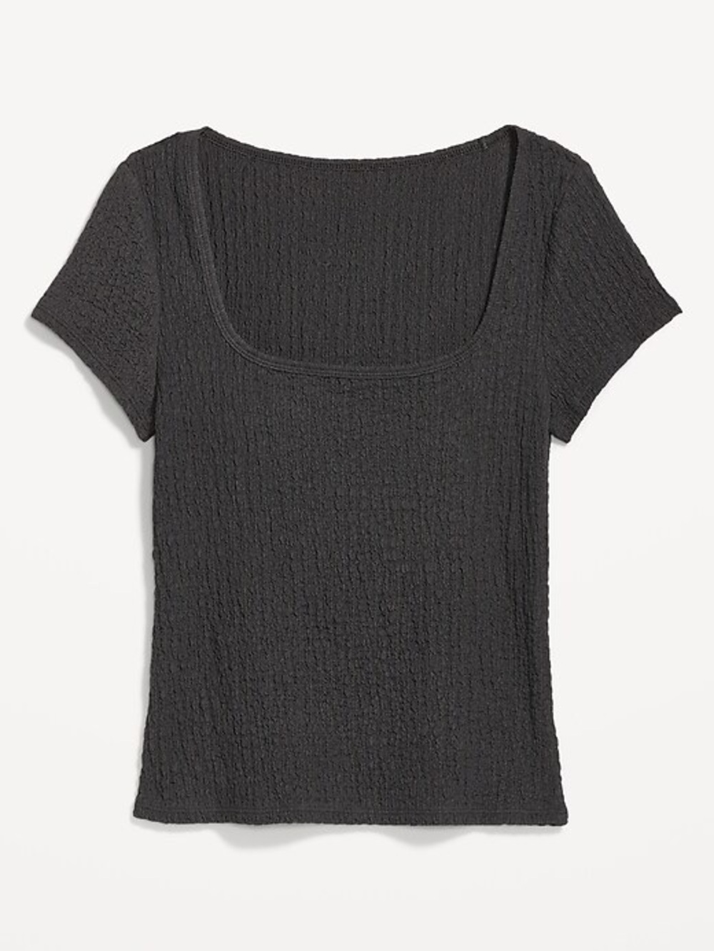 NWT Old Navy Black Crinkle Textured Square Neck Top Women’s XL Short Sleeve